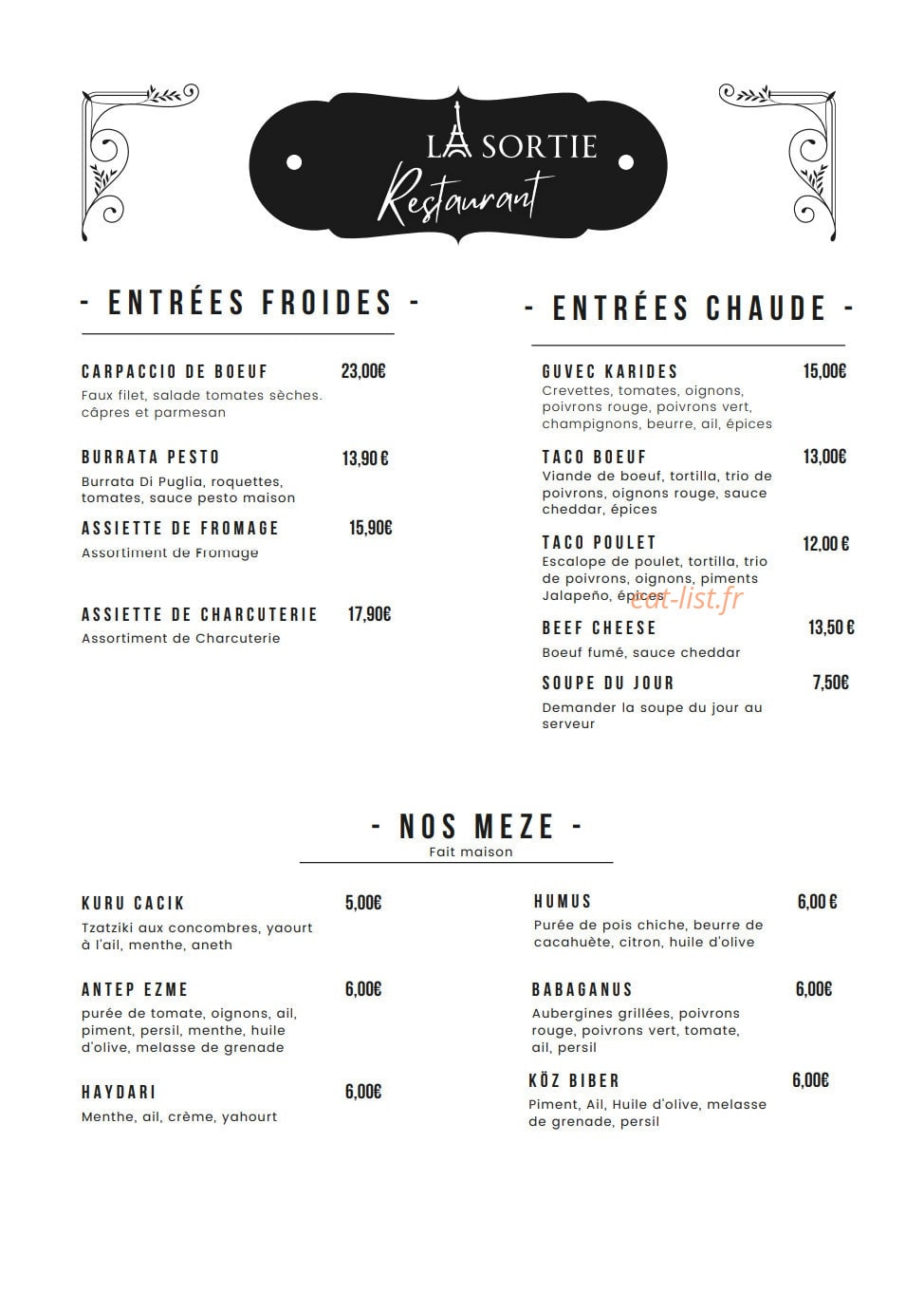 La Sortie — carte page 1