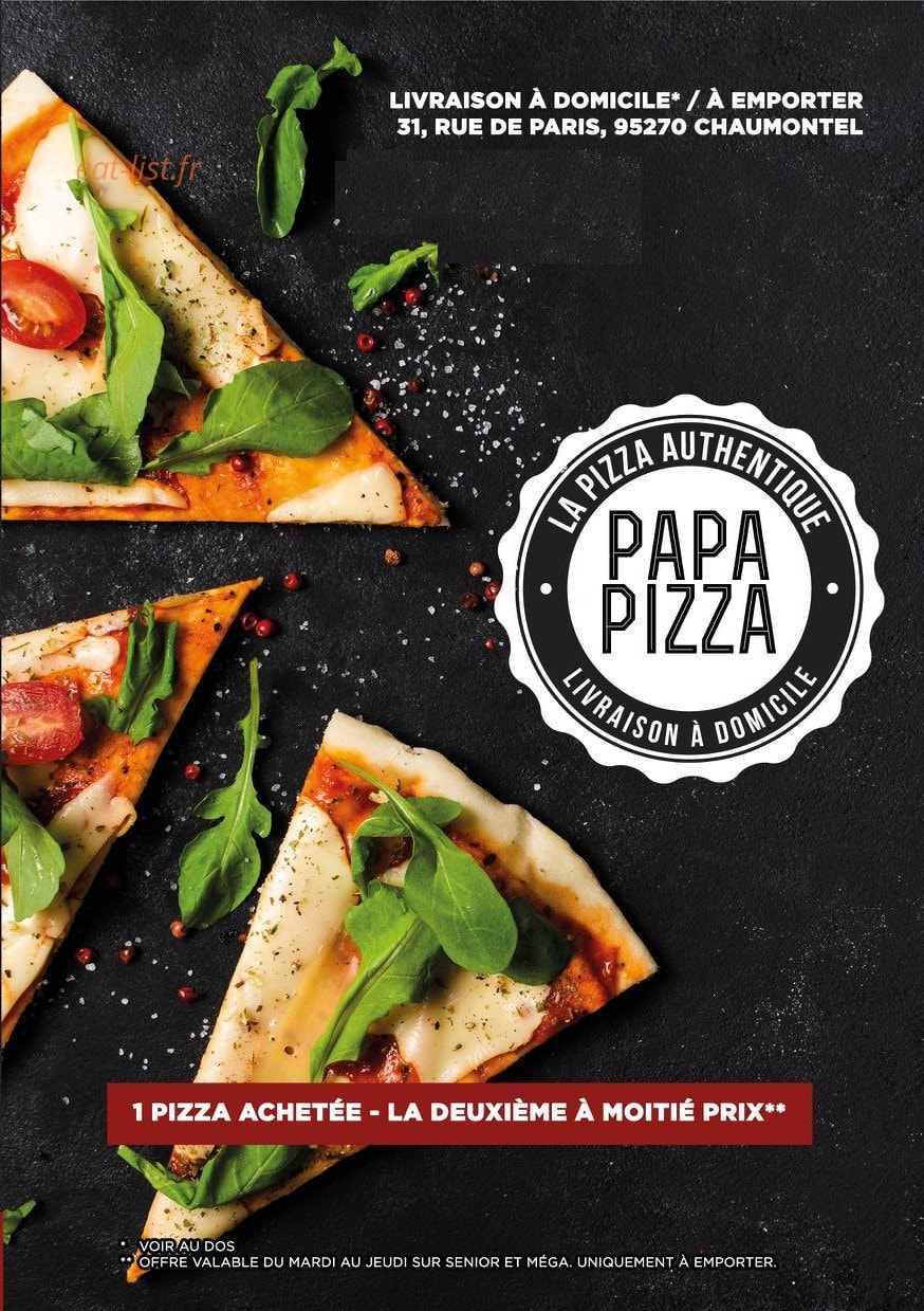 Papa Pizza — carte page 1