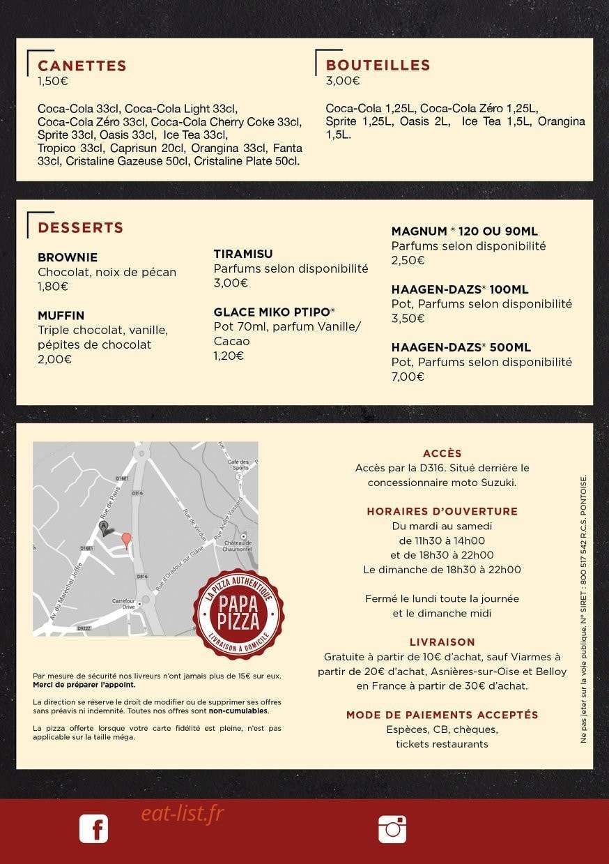 Papa Pizza — carte page 4