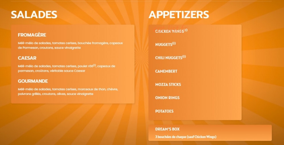 Dream's Pizza — carte page 8