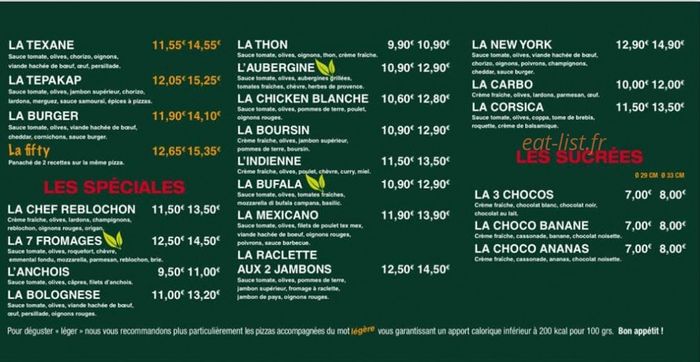 Le Kiosque à Pizzas — carte page 3