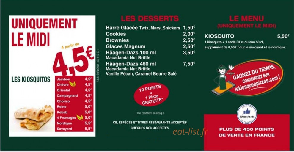 Le Kiosque à Pizzas — carte page 4