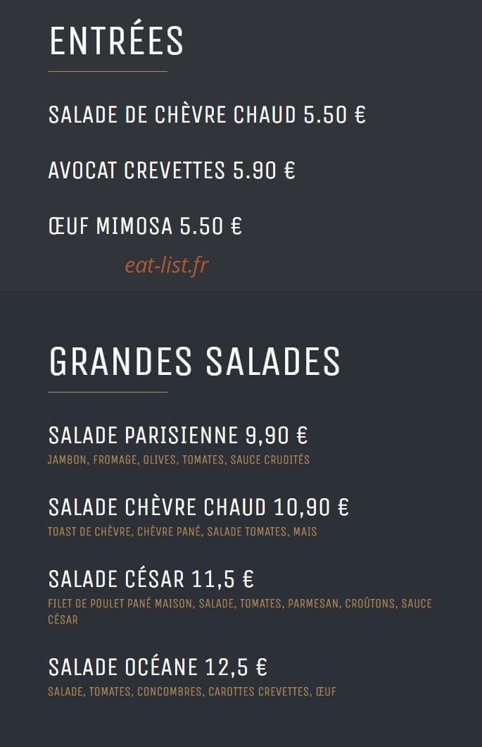 O'Bistrot des Frangins — carte page 2