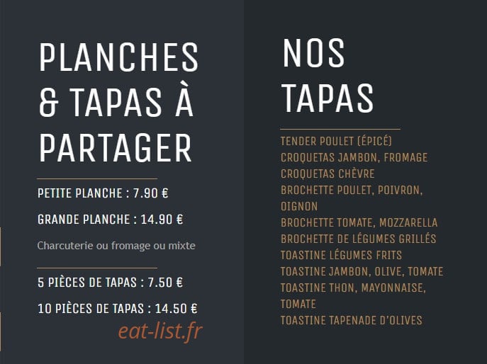 O'Bistrot des Frangins — carte page 1