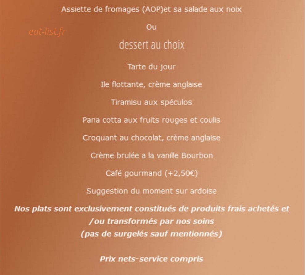 Auberge de la Renaissance — carte page 3