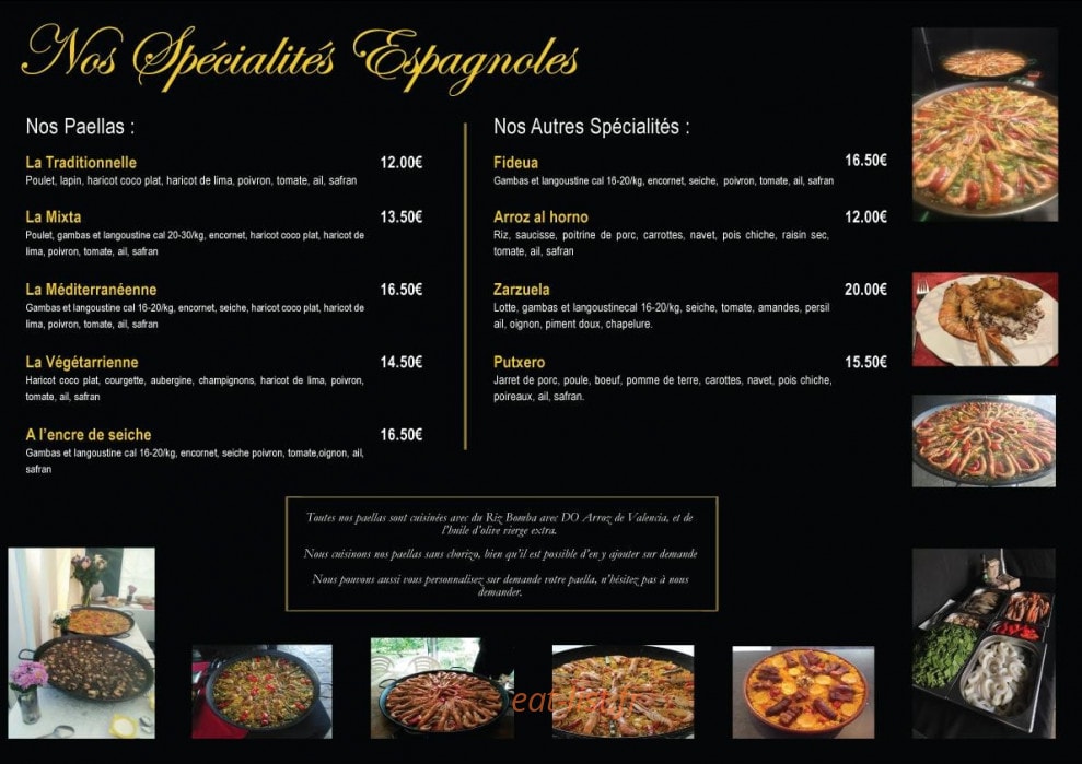 Les Paellas Gourmets — carte page 1