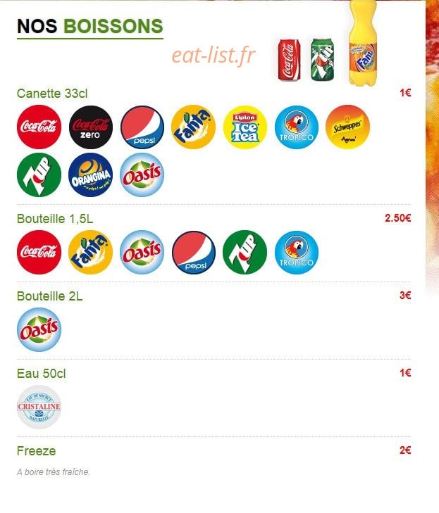 Urban Pizza — carte page 9