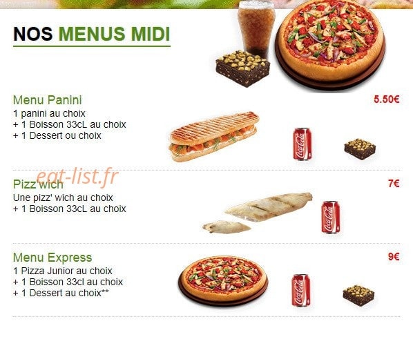 Urban Pizza — carte page 6