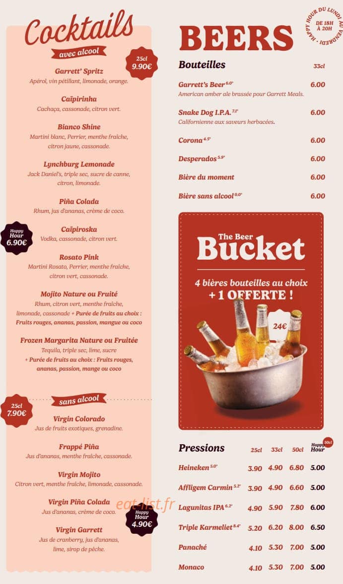 Garrett Meal's — carte page 14