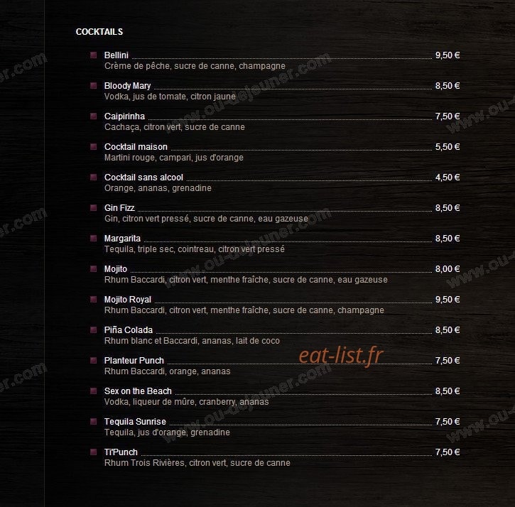 Restaurant de la Plage — carte page 11