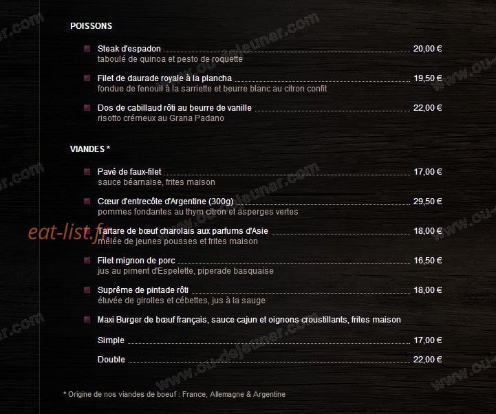 Restaurant de la Plage — carte page 2