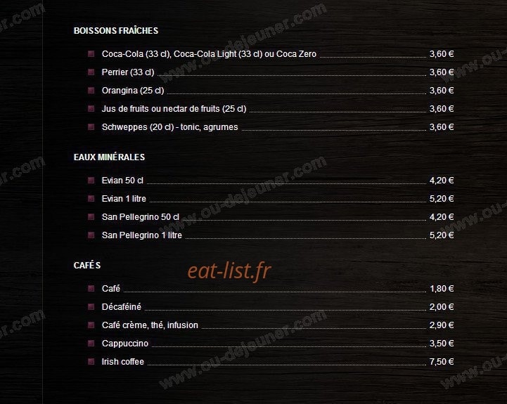 Restaurant de la Plage — carte page 8