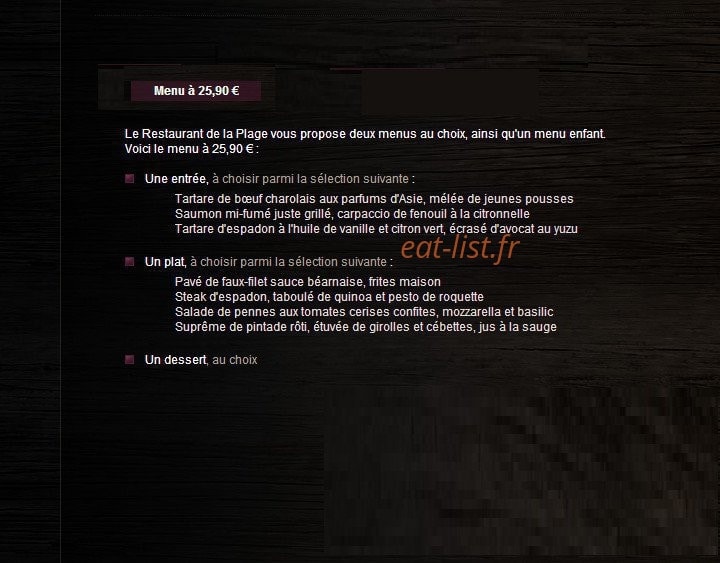 Restaurant de la Plage — carte page 7