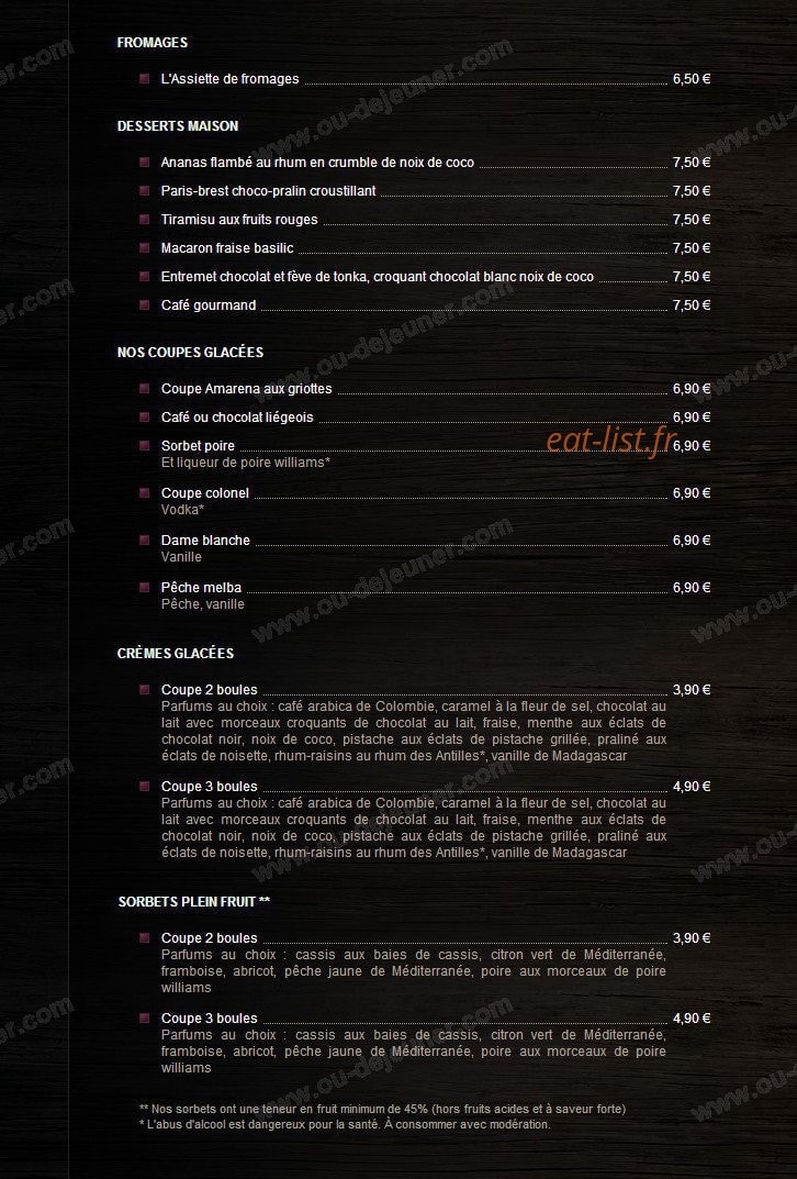 Restaurant de la Plage — carte page 4