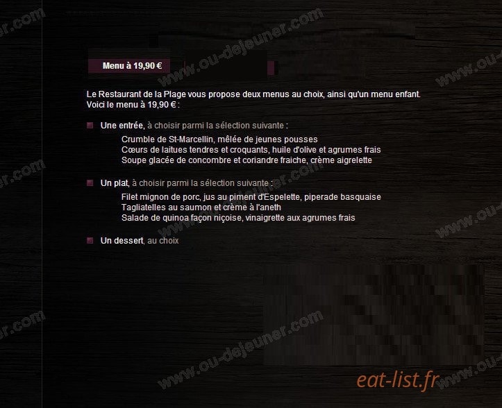 Restaurant de la Plage — carte page 6