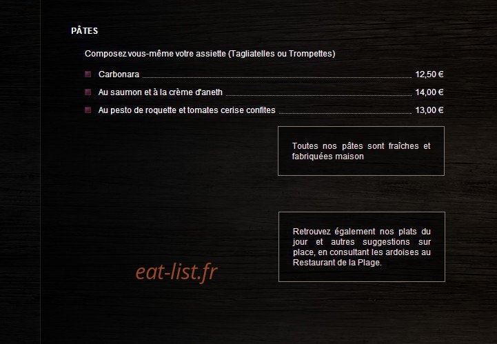 Restaurant de la Plage — carte page 3