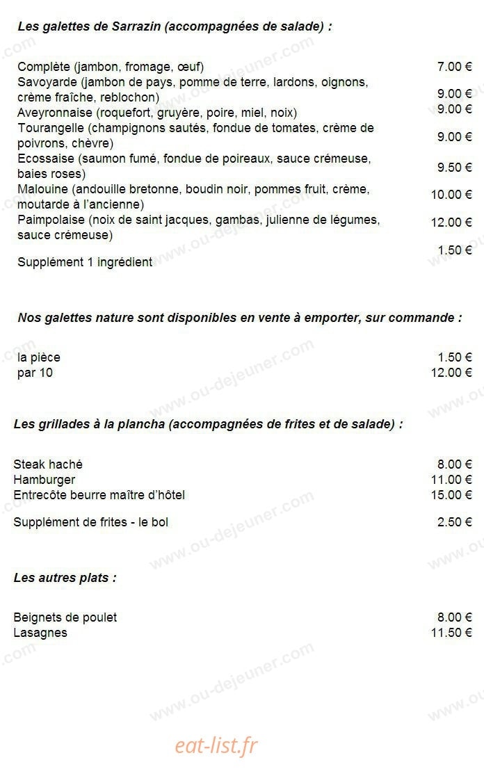 La Parenthese Gourmande — carte page 5
