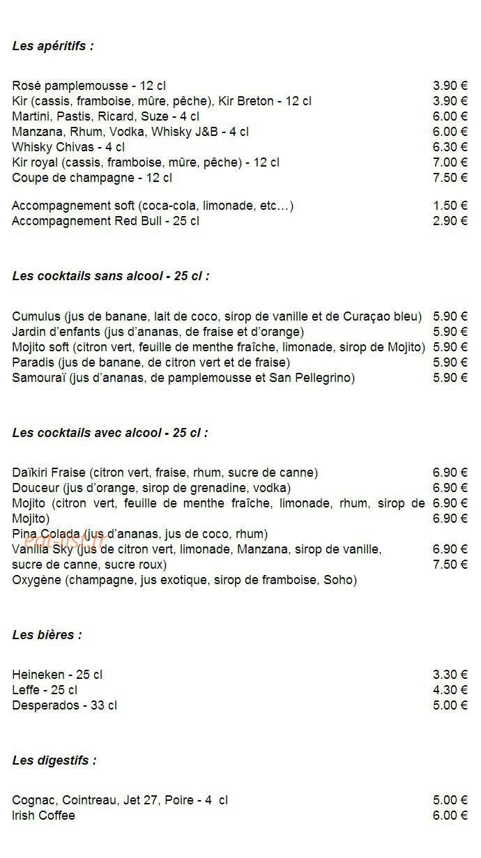 La Parenthese Gourmande — carte page 1