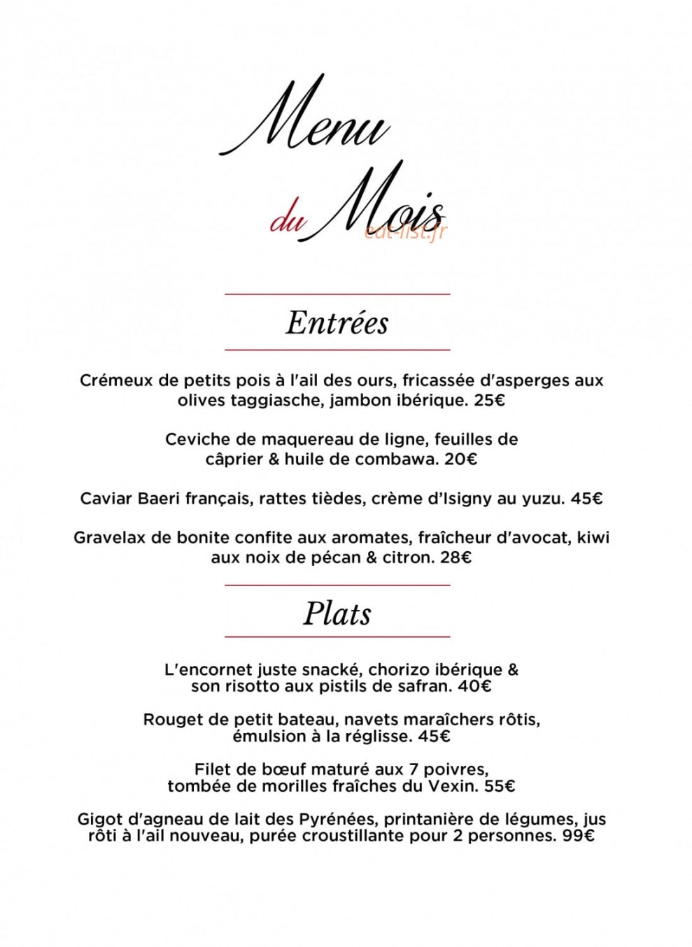 Les Vignes Rouges — carte page 1