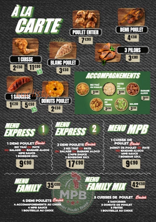 Master Poulet Braisé — carte page 2