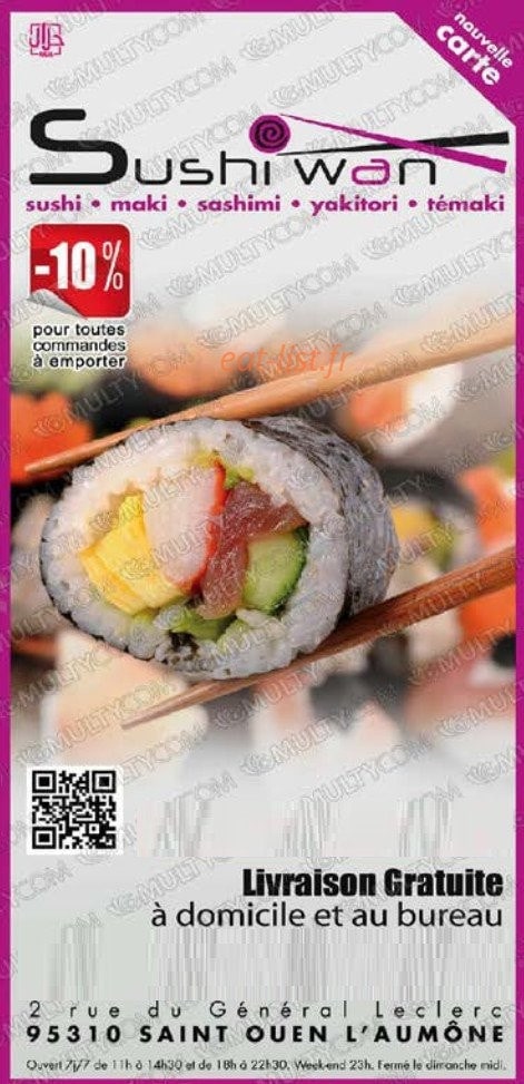 Sushi Wan — carte page 1