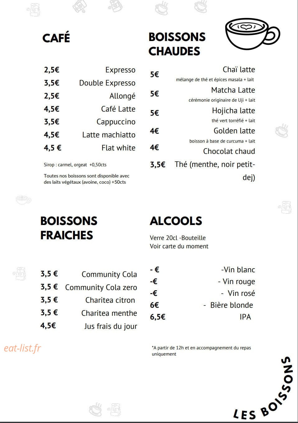 Anémone Café — carte page 3