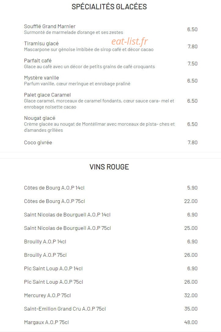 Bistrot de la fontaine — carte page 8