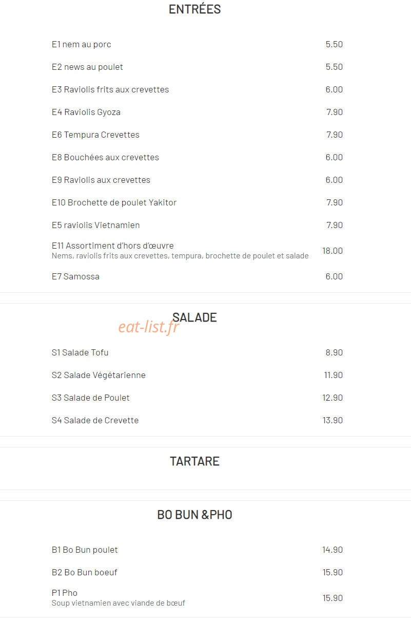 Bistrot de la fontaine — carte page 1
