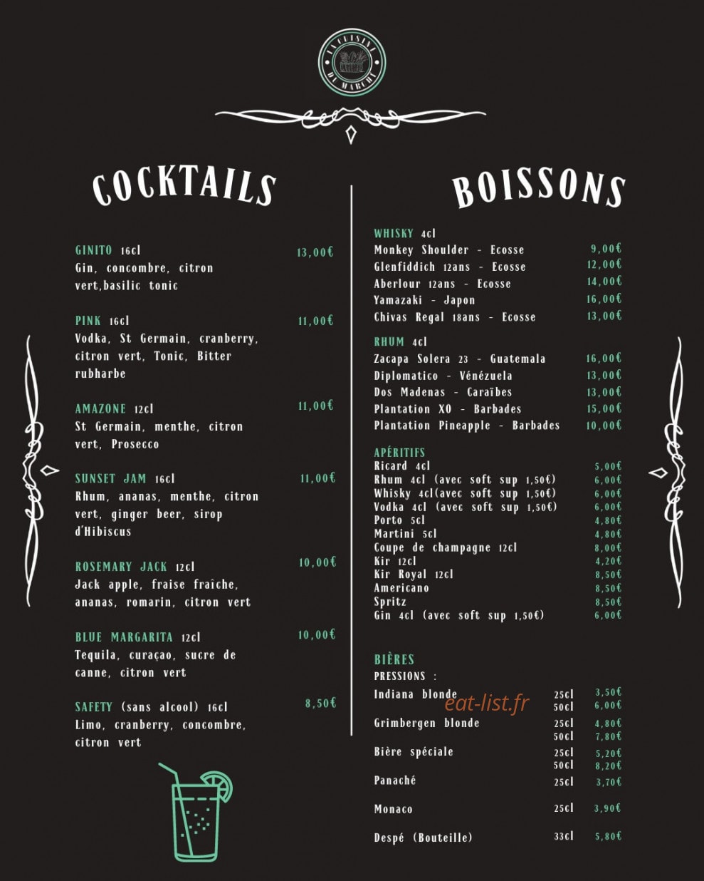 La cuisine du marché — carte page 2
