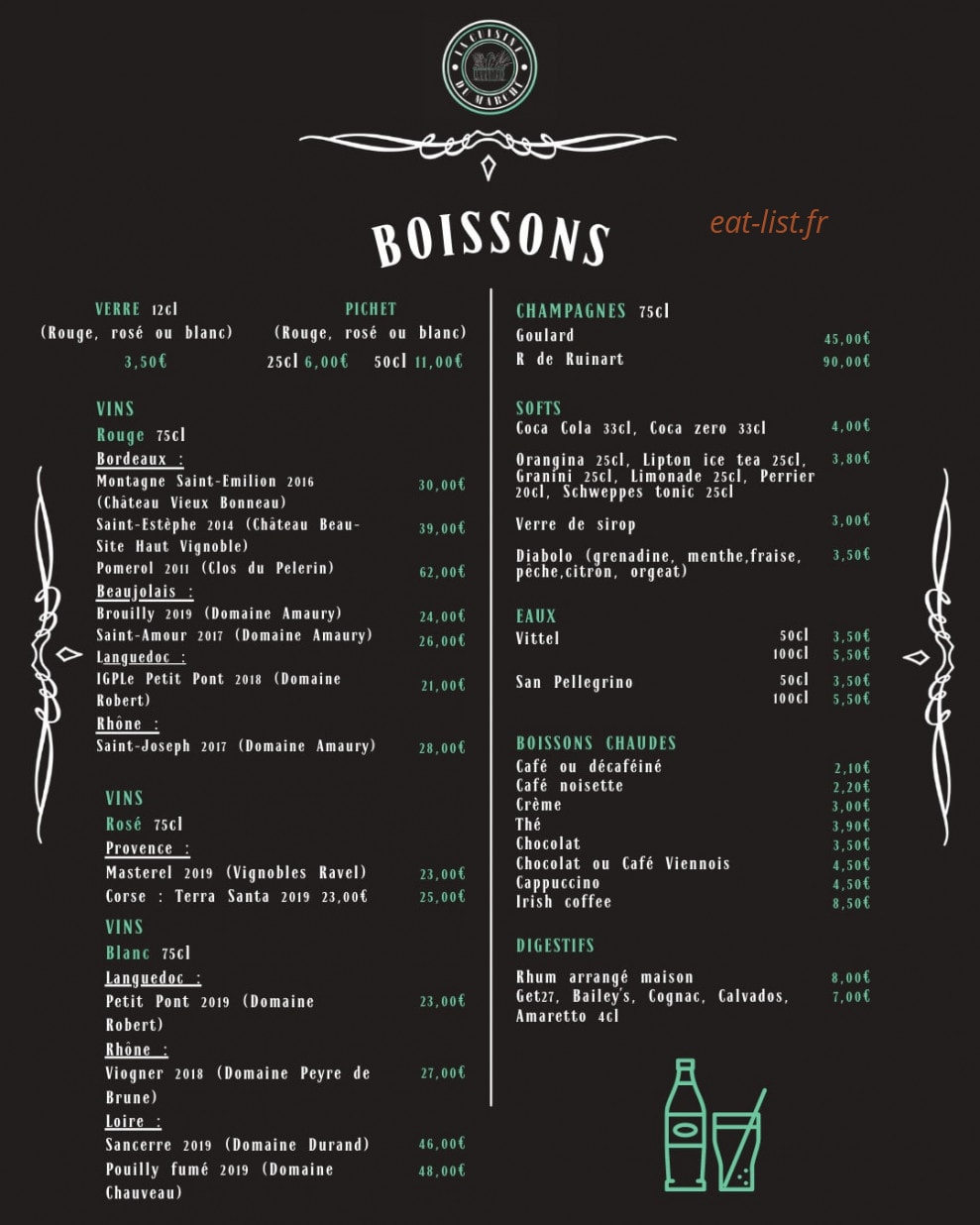La cuisine du marché — carte page 3