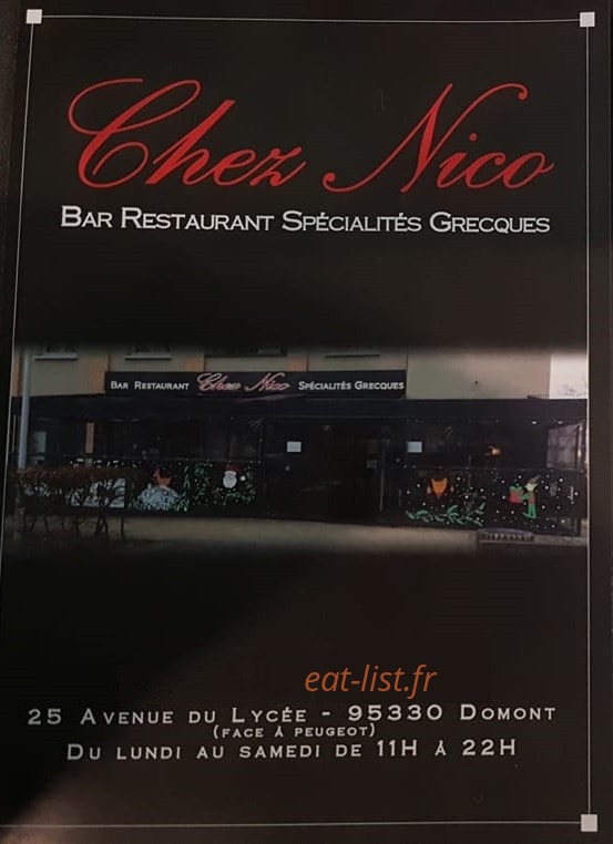Chez Nico — carte page 1
