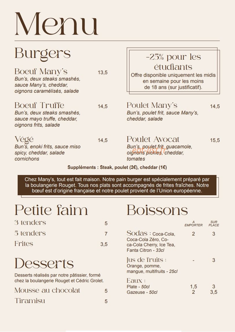 Many's — carte page 2