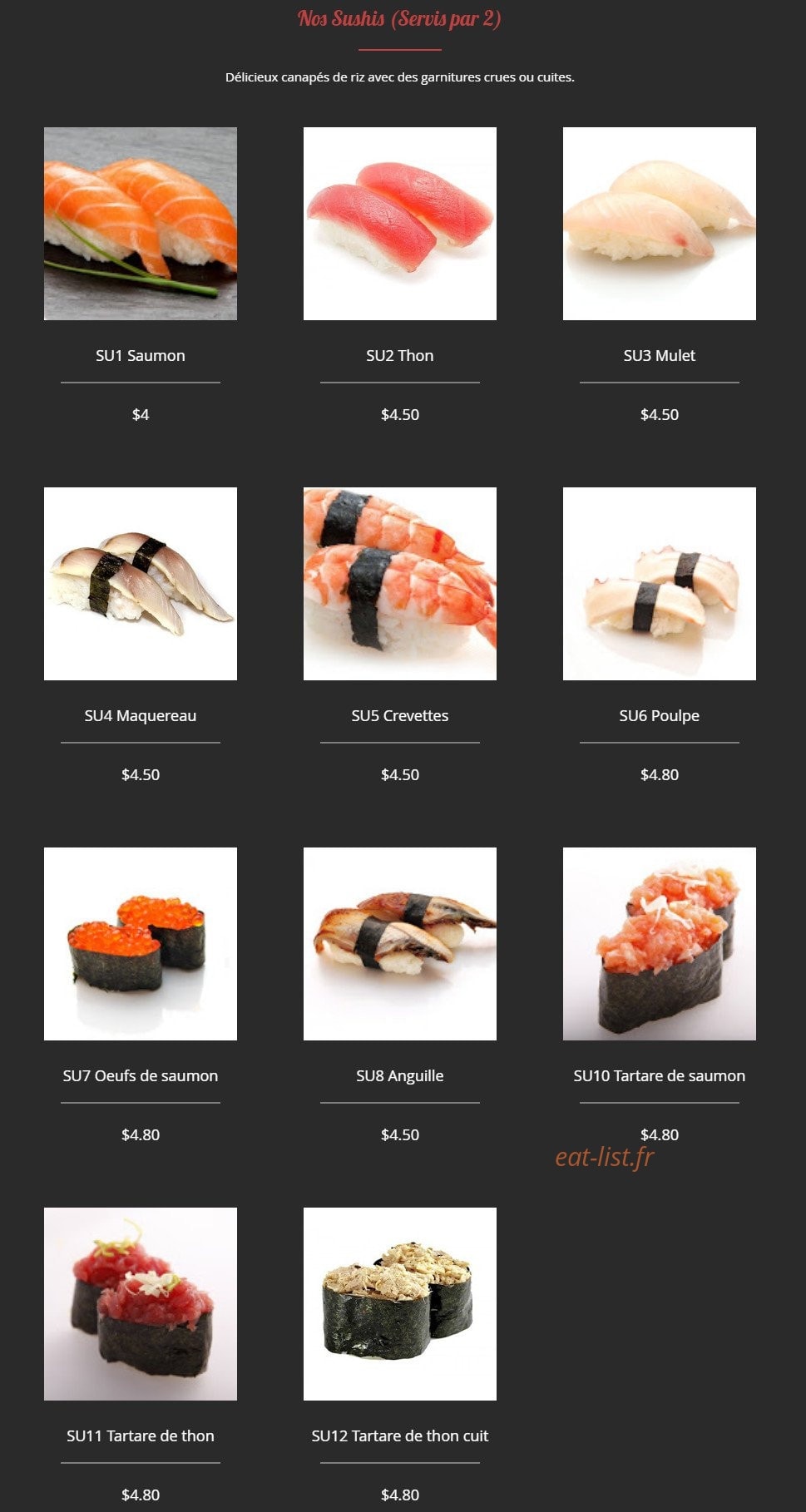 R.Sushi — carte page 4