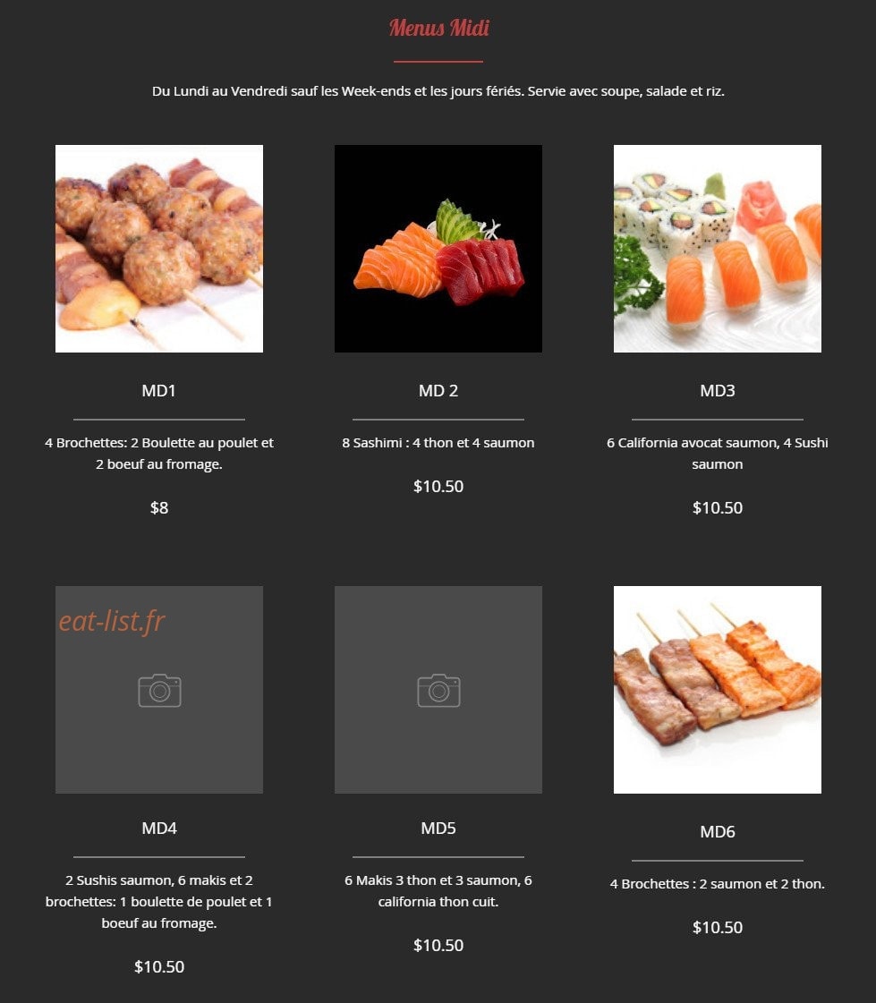 R.Sushi — carte page 13