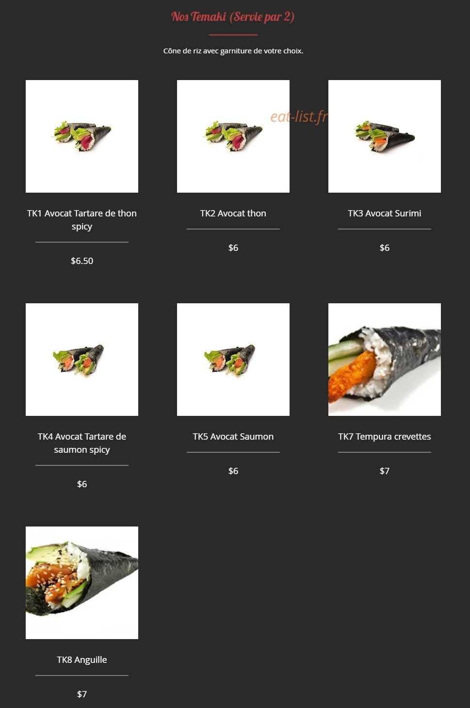 R.Sushi — carte page 9