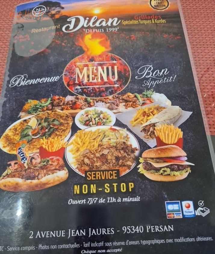Restaurant Dilan — carte page 1
