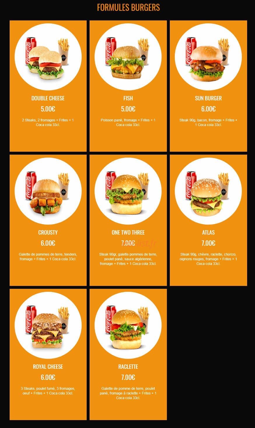 Sun Burger A Persan Menu Et Photos