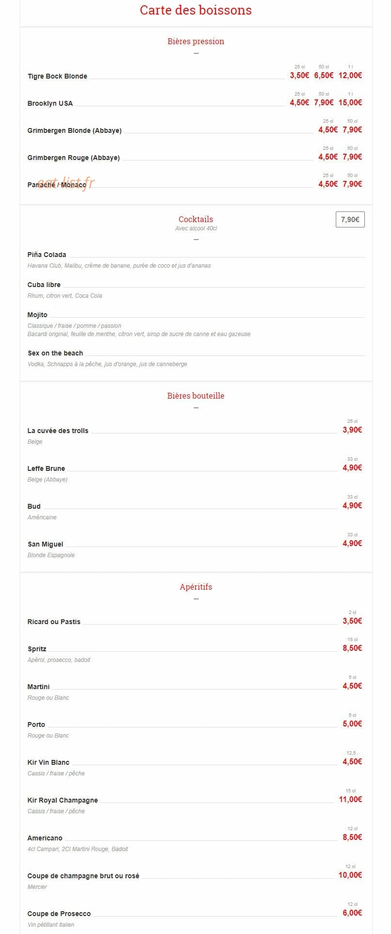 American Steak House — carte page 6