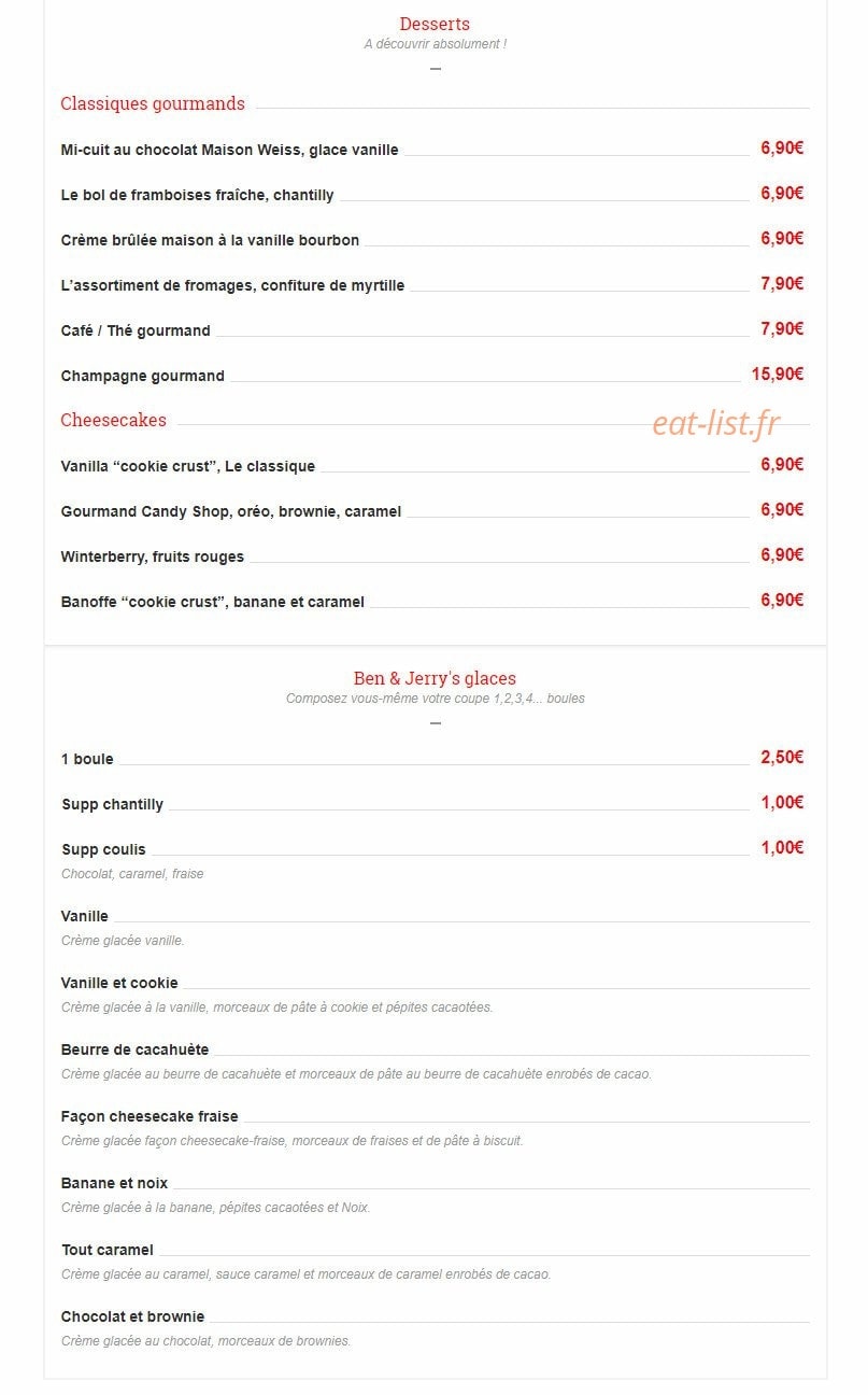 American Steak House — carte page 5