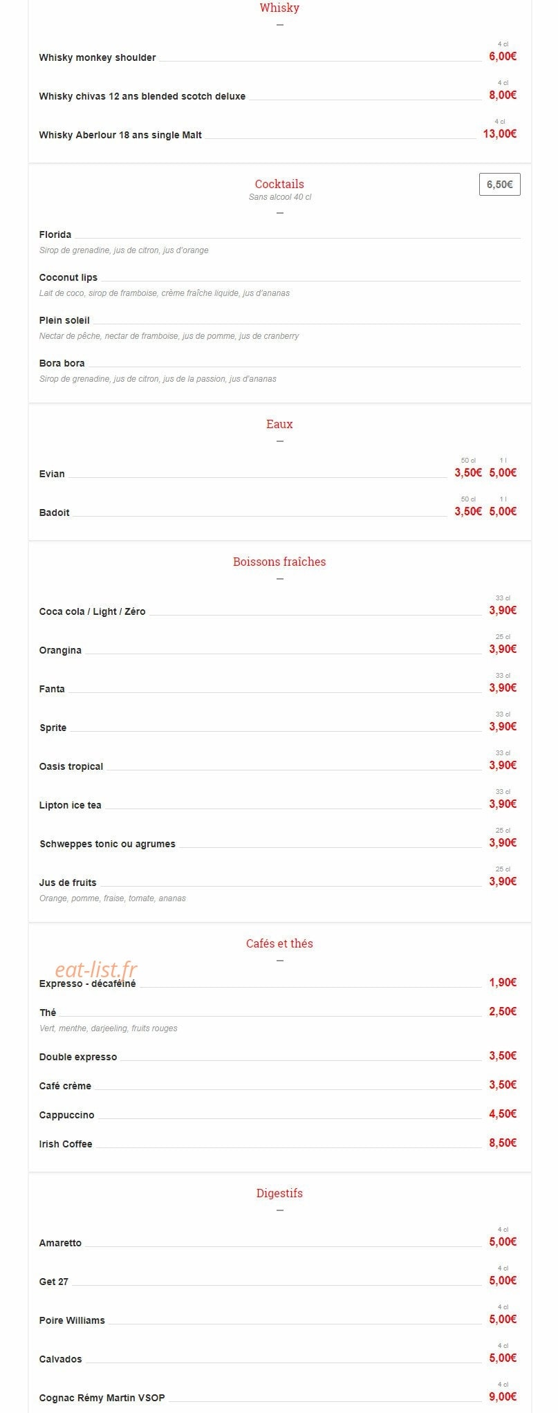 American Steak House — carte page 7