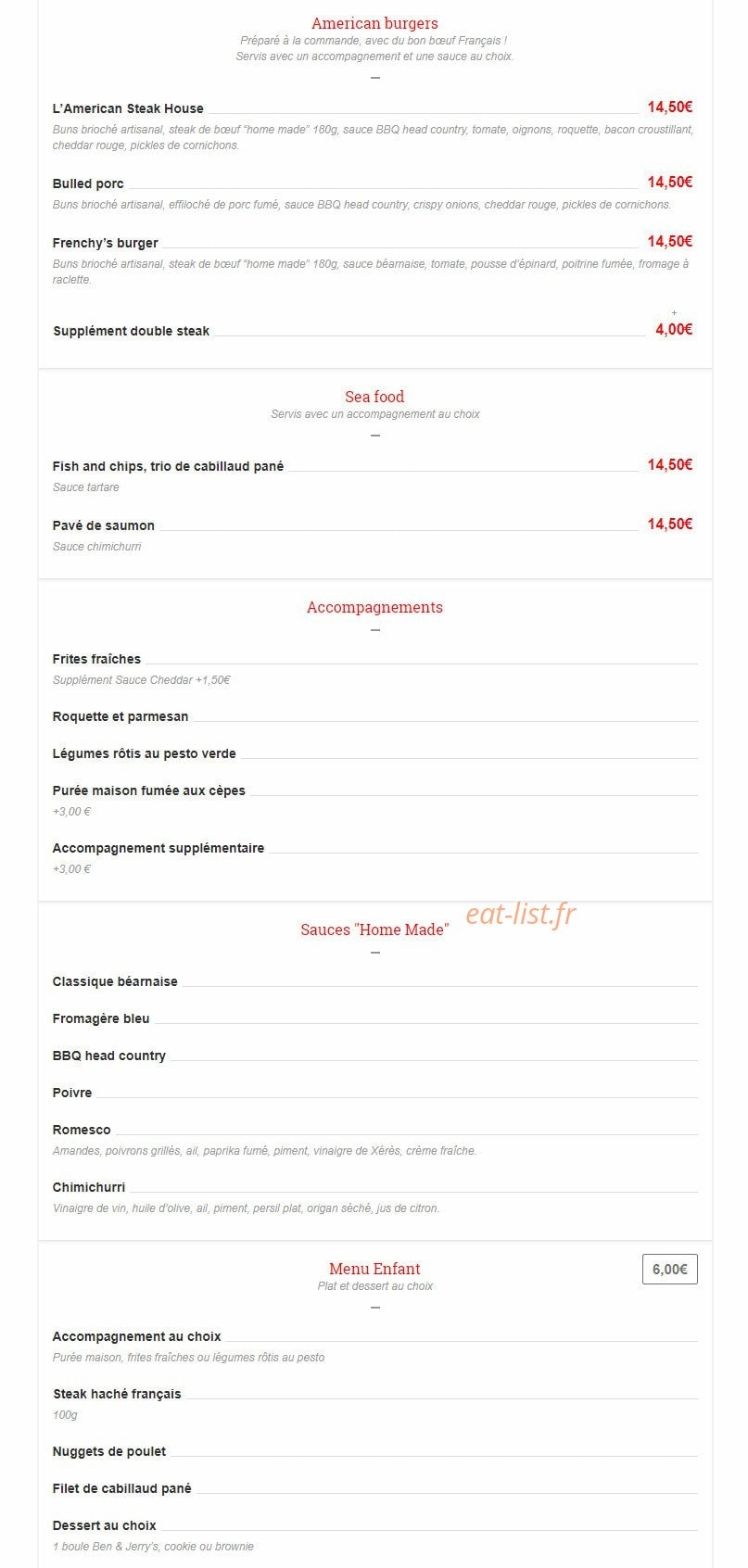 American Steak House — carte page 3