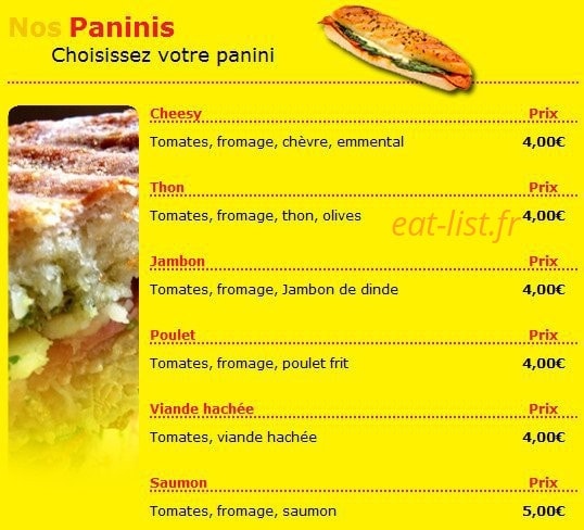 Cheesy Pizza — carte page 3