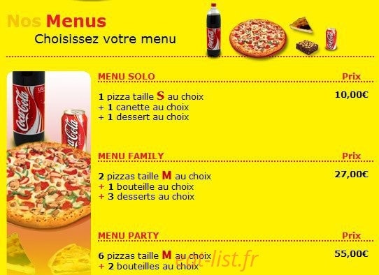 Cheesy Pizza — carte page 1