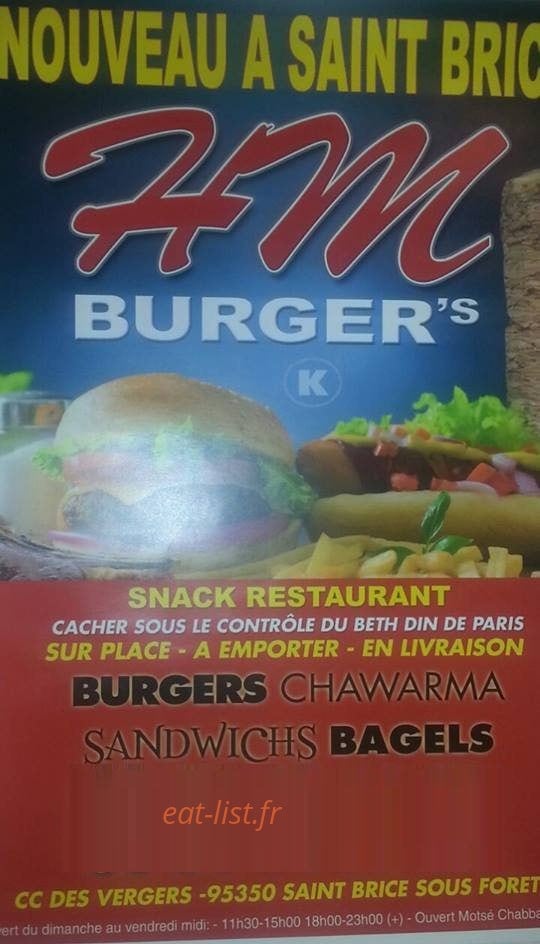 HM Burger's — carte page 1