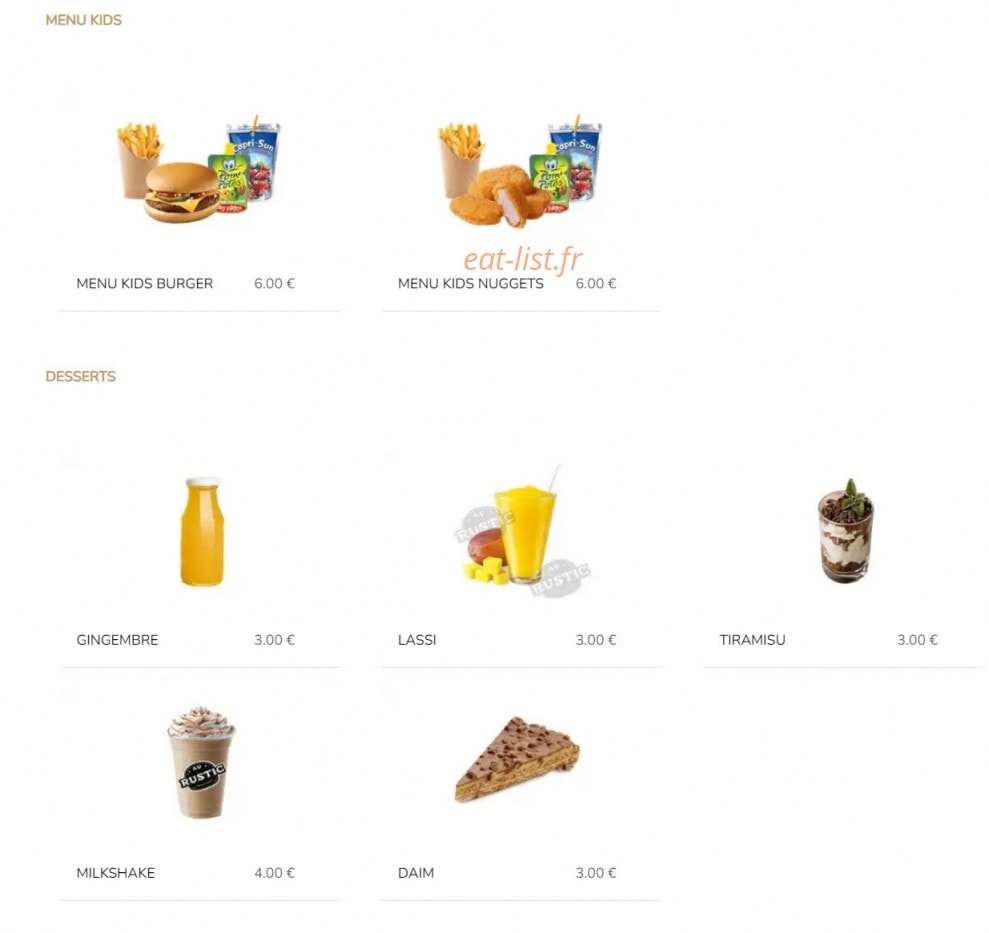 Au Rustic — carte page 6