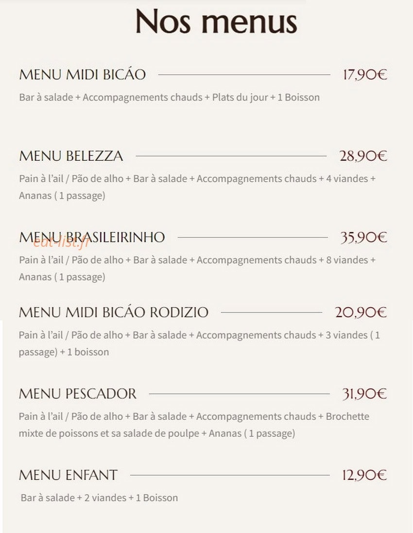 Bicao Rodizio — carte page 1