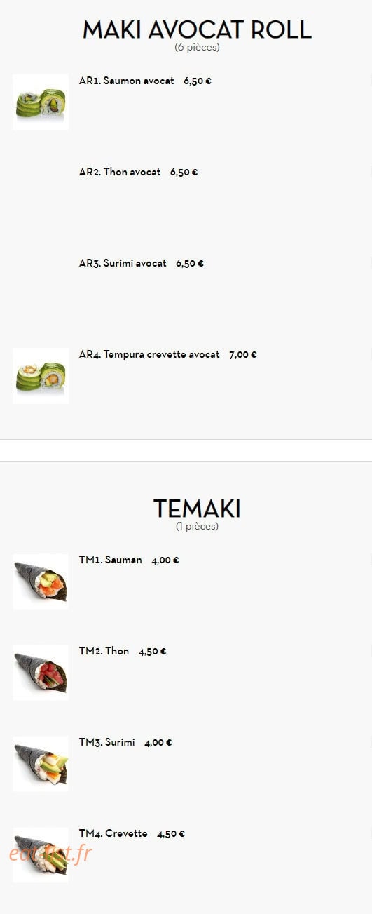 Itoya Sushi — carte page 20