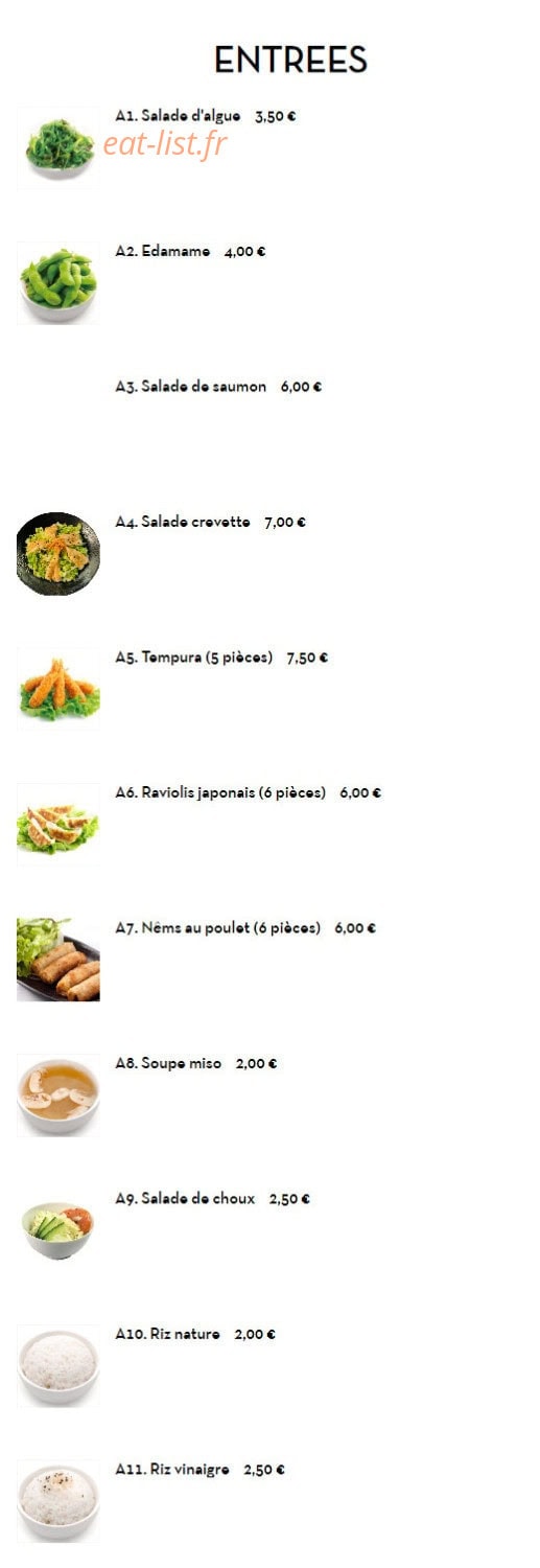 Itoya Sushi — carte page 1