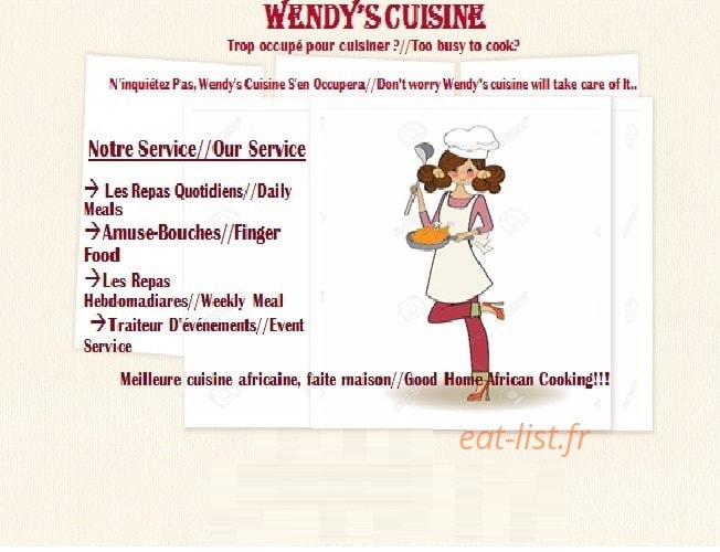 Wendy's Cuisine — carte page 1