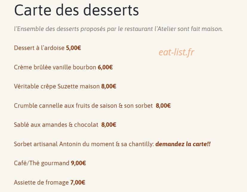L'Atelier — carte page 2
